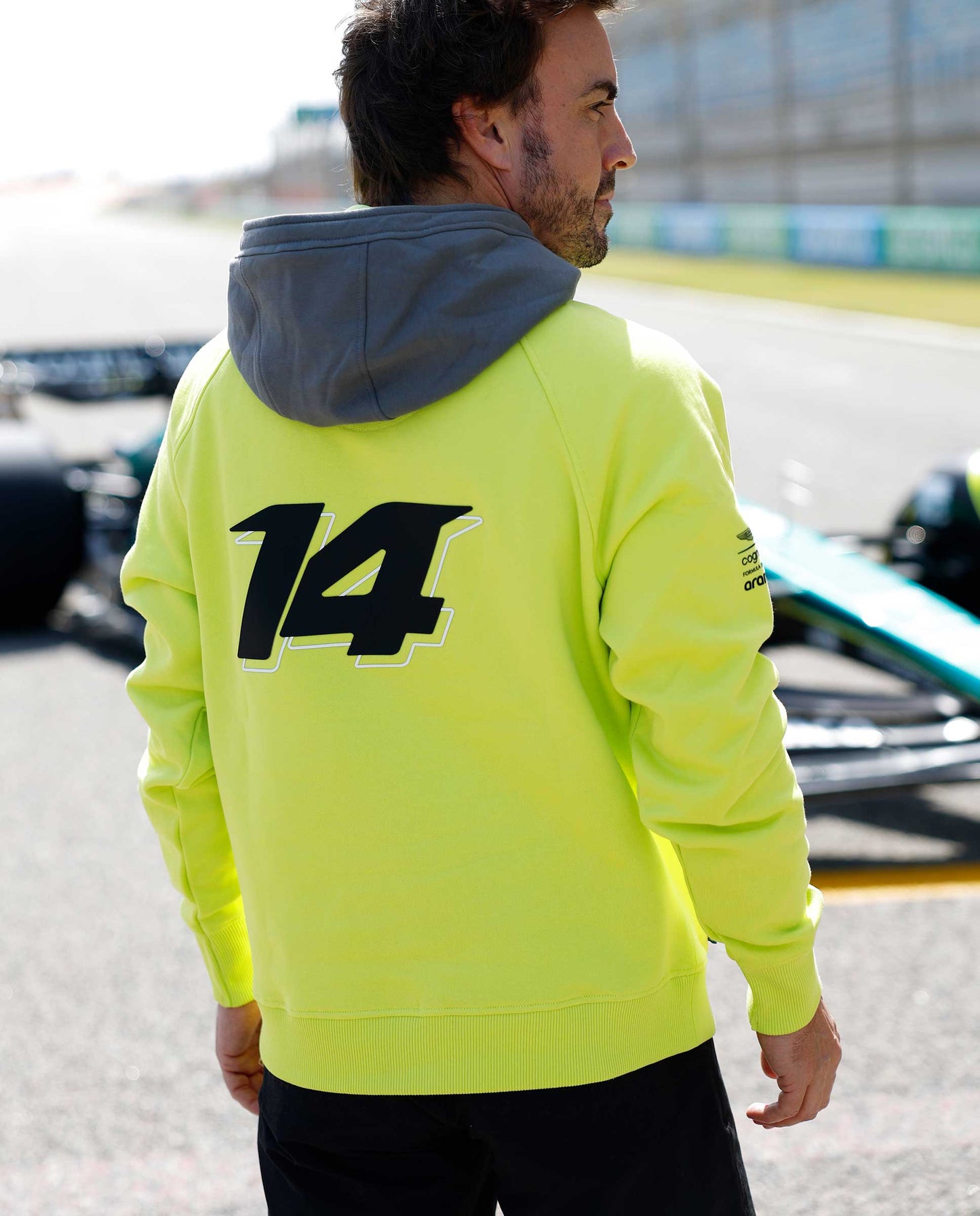 Aston Martin Cognizant F1 Kimoa Fernando Alonso Men's Lifestyle Hoodie- Lime